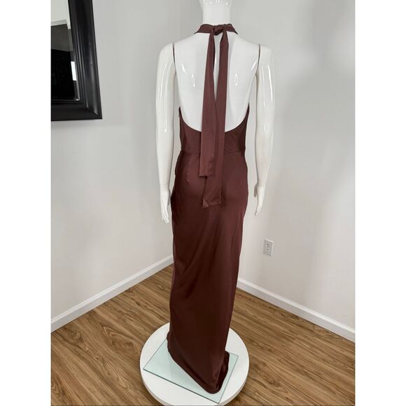 Nicholas the Label Womens Galilea Halter Neck Maxi Dress Dark Plum Size 10 - Picture 7 of 10